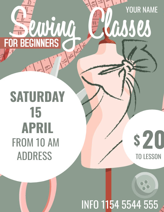 Grey Vintage Sewing Classes Volantino (us Let template