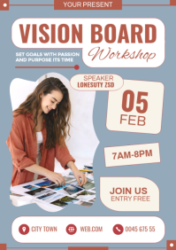 Grey Vision Board Workshop A4 Template