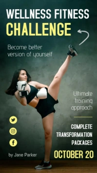 Grey Wellness Challenge Gym Instagram Story T template