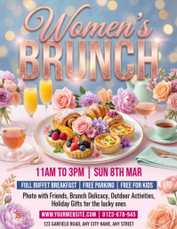 Grey Women's Brunch Event Flyer template