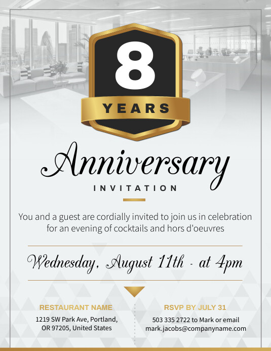 Grey Work Anniversary Invitation Flyer Template PosterMyWall