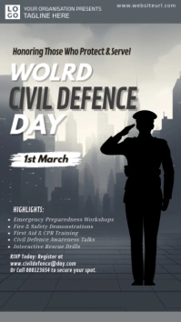 Grey World Civil Defence Day Instagram Story template