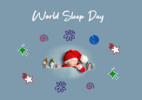 Grau Grey World Sleep Day Postcard Pocztówka Template