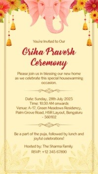 Griha Pravesh Ceremony Invitation Template Instagram Story