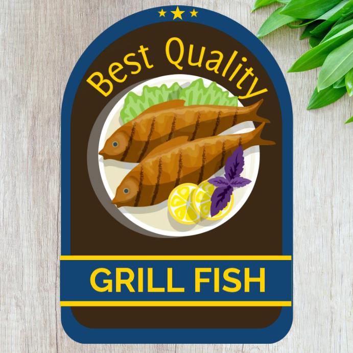 Fish Ribs Label Grill Fish Label Template | PosterMyWall