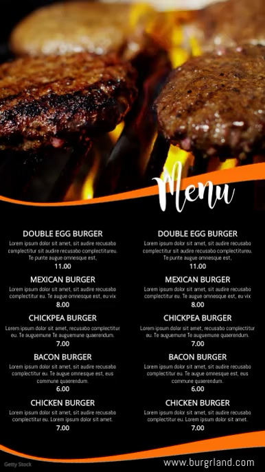 Sample Grilled Menu Grill Food Restaurant Menu Video Template | PosterMyWall