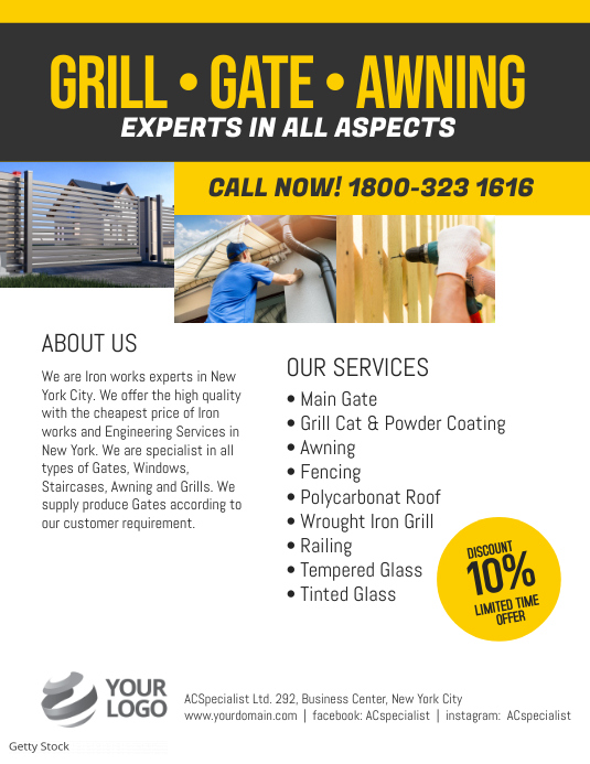 Grill Gate Awning Expert Flyer (US Letter) template