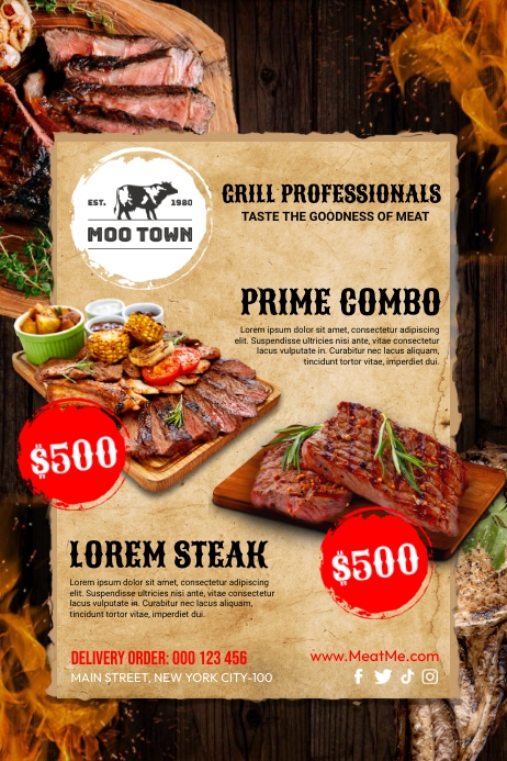 Grill House Menu Layout Poster template