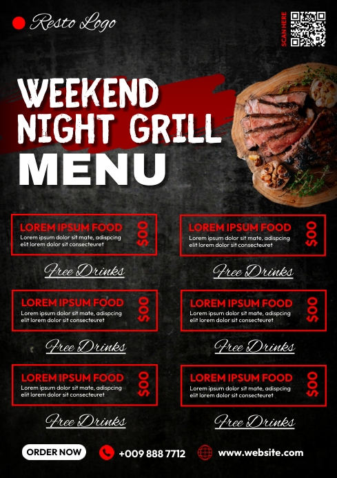 Sample Grilled Menu Grill Menu Deals Template | PosterMyWall