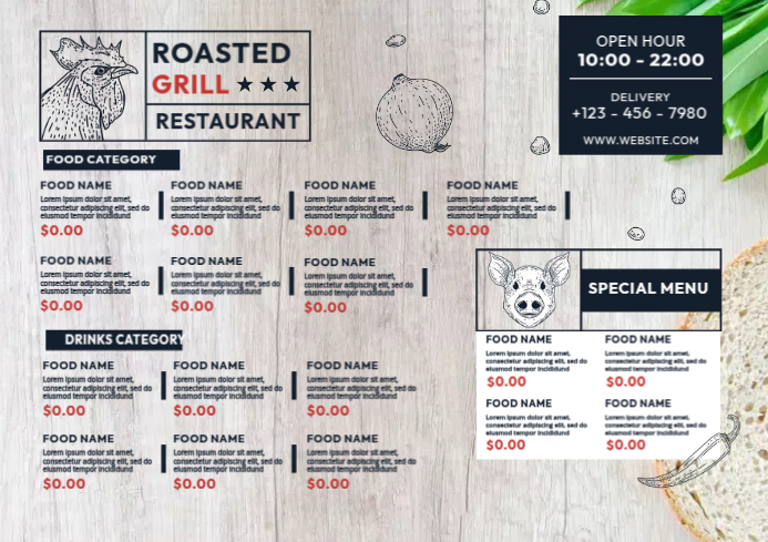 Sample Grilled Menu Grill Menu Template | PosterMyWall