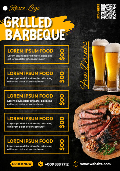 Grill Restaurant Menu Template | PosterMyWall