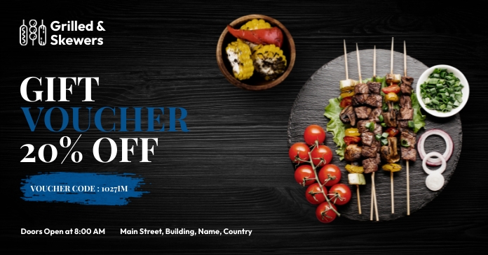 Grilled & Skewers facebook Shared template