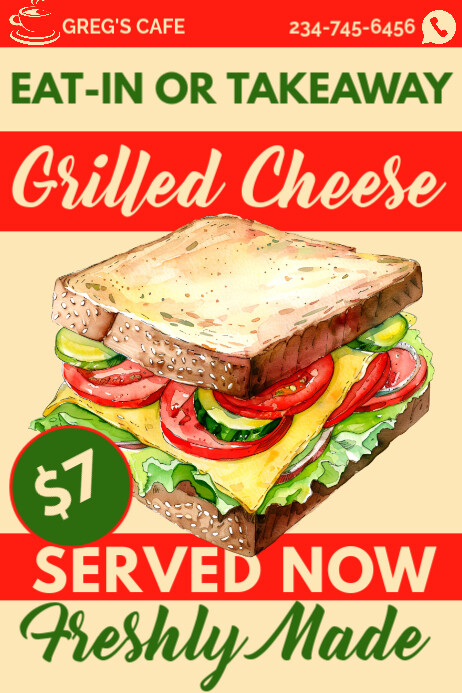 Grilled Cheese Sandwich Poster Ad - Free Template Download Cartaz