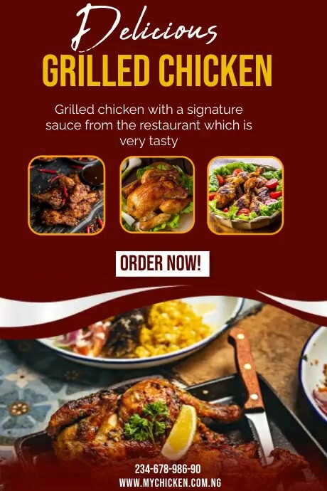 Grilled chicken FLYER Banner 4' × 6' template