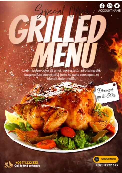 Sample Grilled Menu Grilled Chicken Menu Template | PosterMyWall