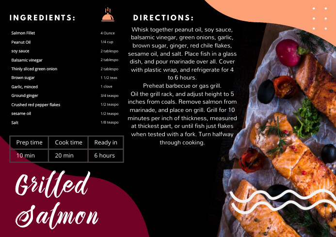 Recipe Card Fish Grilled Fish Recipe Card Template | PosterMyWall