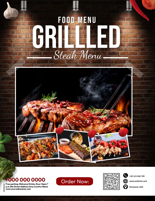 Sample Grilled Menu Plantilla de Grilled Food Menu | PosterMyWall