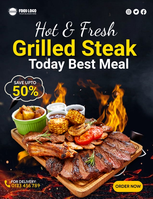 Sample Grilled Menu Plantilla de Grilled Food Menu | PosterMyWall