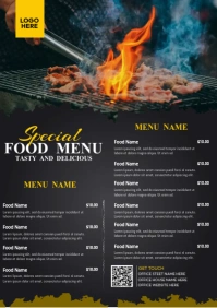 Grilled Food Menu Template A4