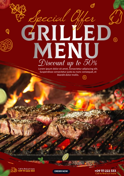 Sample Grilled Menu Grilled Menu Design Template | PosterMyWall