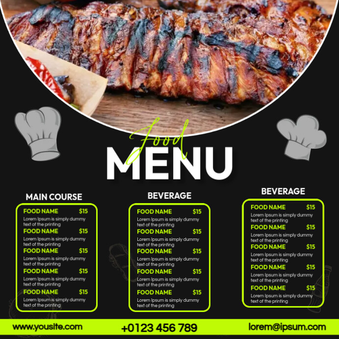 Sample Grilled Menu Grilled Menu Template | PosterMyWall