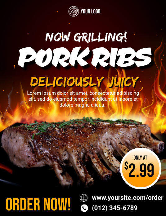 Advertising Ribs Copy of Grilled Pork Ribs Flyer Template | PosterMyWall