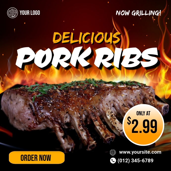 Poster Ribs Copy of Grilled Pork Ribs Social Media Ad | PosterMyWall