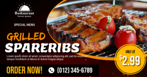 Grilled Pork Spare Ribs Ad Template Facebook Shared Image