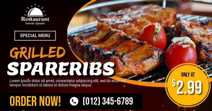 Poster Ribs Copy of Grilled Pork Spare Ribs Ad Template | PosterMyWall