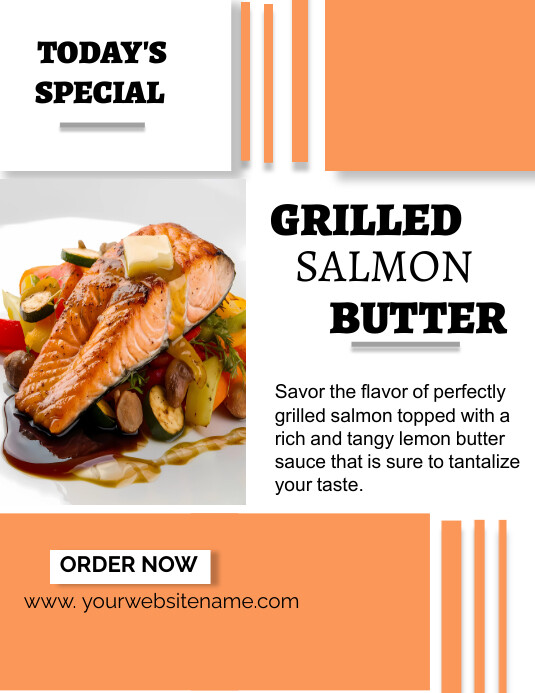 Grilled salmon butter flyer Folheto (US Letter) template