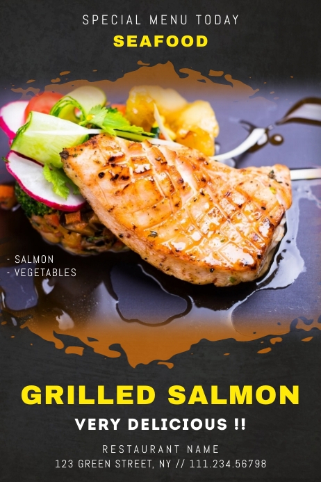 grilled salmon Poster template