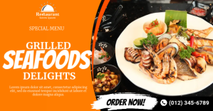 Grilled Seafoods Social Media Post Template Facebook Shared Image
