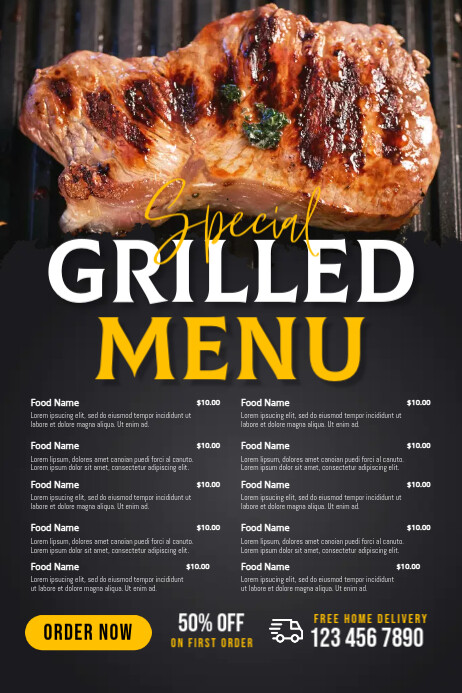 Grilled Menu.pdf Grilled Steak Menu Template | PosterMyWall
