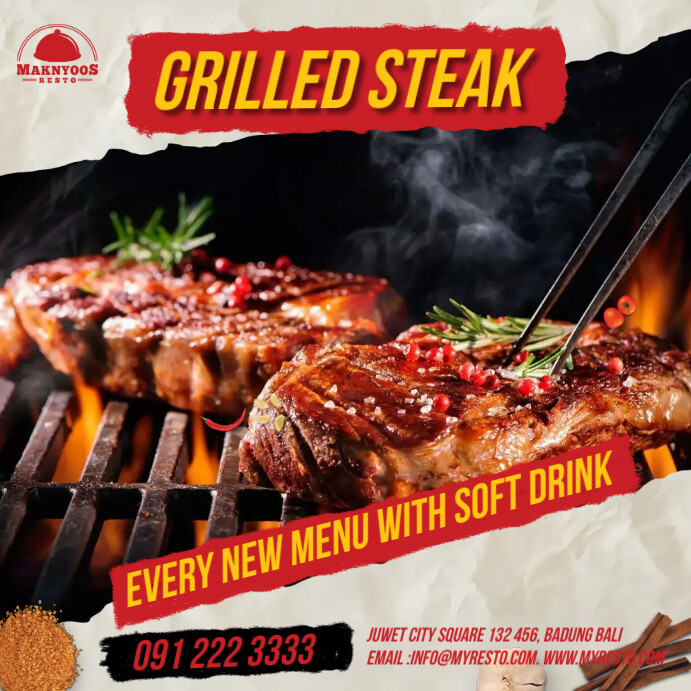 Grilled Steak Menu Instagram Post template