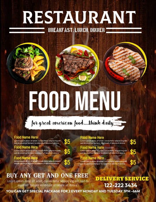 Grilled Steak Menu Template PosterMyWall