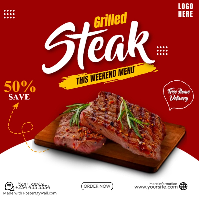 Grilled Steak Menu Template PosterMyWall