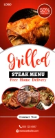 Grilled Steak Menu Cartel enrollable de 2 × 5 pulg. template