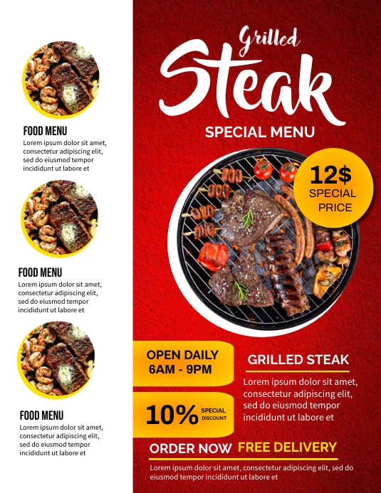 Grilled Menu.pdf Grilled Steak Menu Template | PosterMyWall