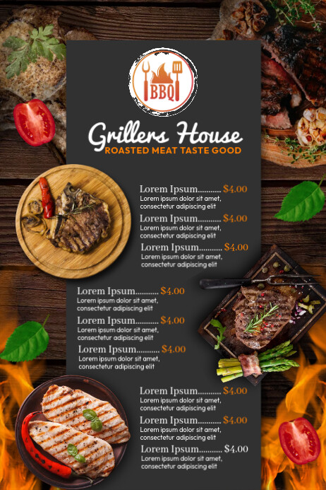 Griller R Menu Griller House Menu Layout Template | PosterMyWall