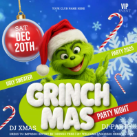 Blå Ugly Sweater Party Square Template