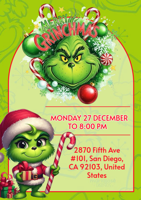 grinch invitation Template | PosterMyWall