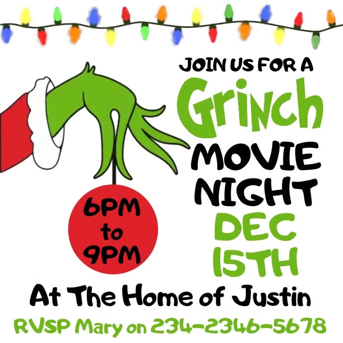 Grinch Movie Night Party Invite Template PosterMyWall