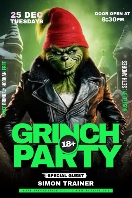 Grinch Party Poster template