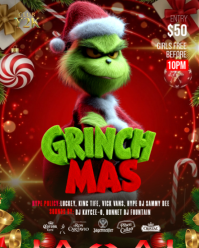 Красный Christmas Party Poster Instagram Portrait Template