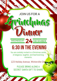 白色 Christmas Dinner Invitation A4 Template