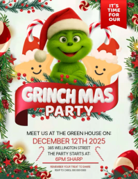 Bianco Grinch-themed Christmas Party Flyer Template
