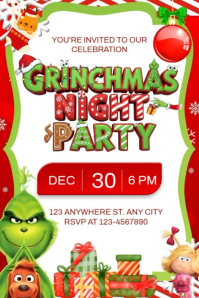 Hvid Grinchmas Celebration Poster Template
