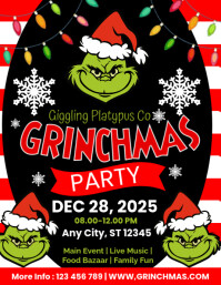 黑色 Grinchmas Party Invitation Flyer Template