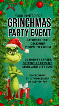 Turquesa Grinchmas Party Invitation Instagram Story Template