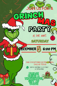 Turkis Grinch Christmas Party Poster Template
